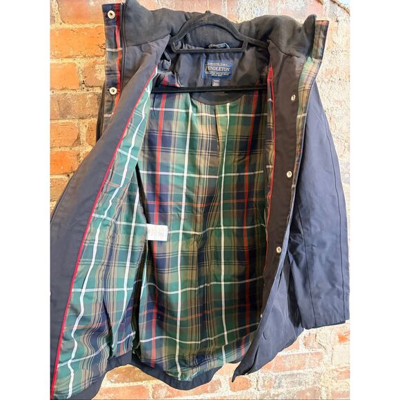 (More photos)PENDLETON • Black/Plaid Cotton/poly blend Rain Jacket Coat • Ladies - Picture 10 of 13